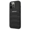 AMG AMHCP13LGSEBK funda rígida de piel negra con líneas en relieve para iPhone 13 Pro / 13 6.1
