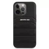 AMG AMHCP13LGSEBK funda rígida de piel negra con líneas en relieve para iPhone 13 Pro / 13 6.1