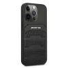 AMG AMHCP13LGSEBK funda rígida de piel negra con líneas en relieve para iPhone 13 Pro / 13 6.1