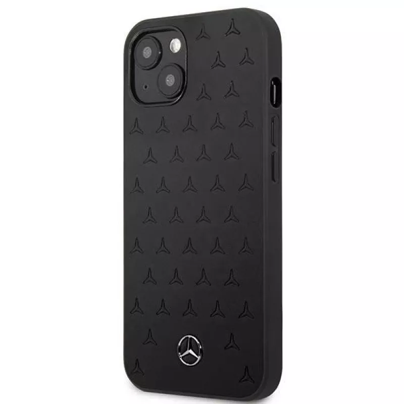 Mercedes-Benz funda rígida de piel Stars Pattern negra para iPhone 13 Mini