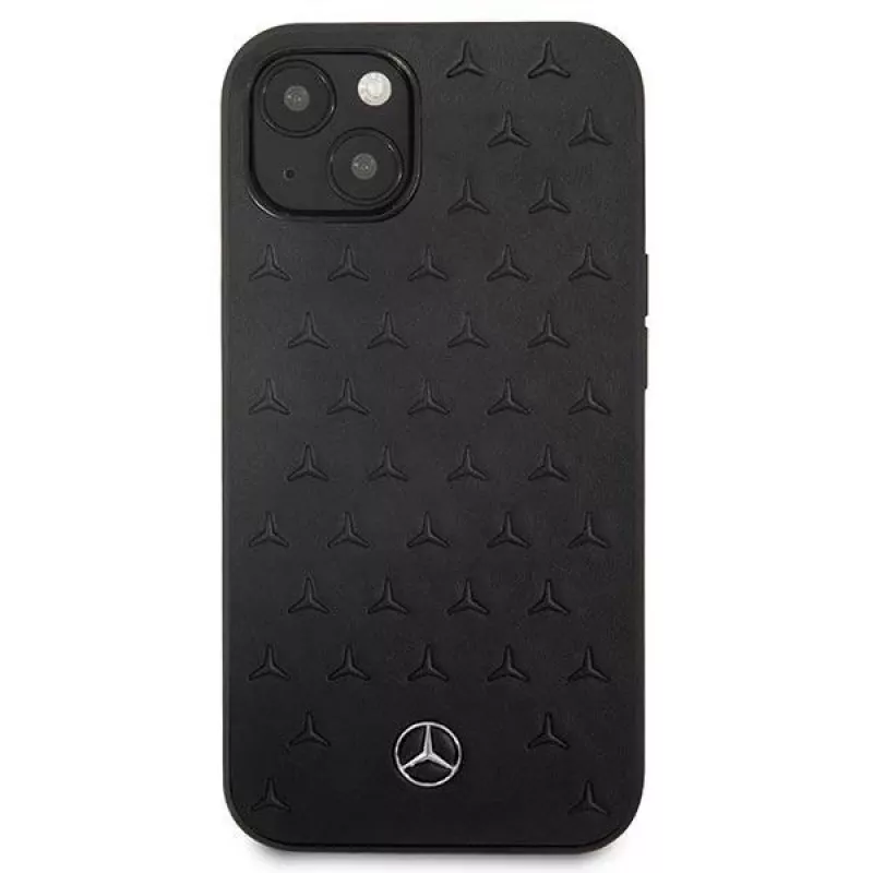 Mercedes-Benz funda rígida de piel Stars Pattern negra para iPhone 13 Mini