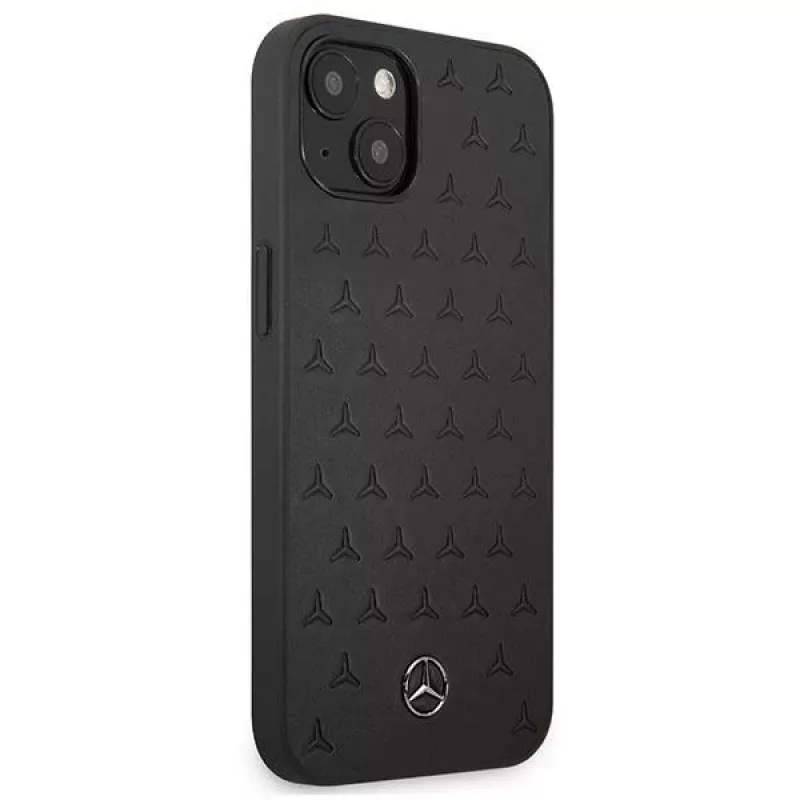 Mercedes-Benz funda rígida de piel Stars Pattern negra para iPhone 13 Mini