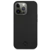 Mercedes-Benz MEHCP13LMBLBK funda rígida de piel negra Meshed Metal Logo para iPhone 13 Pro /13 6,1