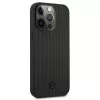 Mercedes-Benz MEHCP13LMBLBK funda rígida de piel negra Meshed Metal Logo para iPhone 13 Pro /13 6,1