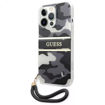 Guess GUHCP13XKCABBK funda rígida Camo Strap Collection negra para iPhone 13 Pro Max