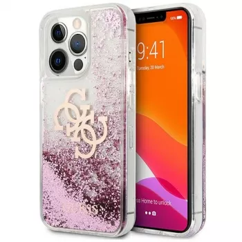 Guess GUHCP13XLG4GPI funda rígida rosa Liquid Glitter 4G Big para Apple iPhone 13 Pro Max 6,7 inch