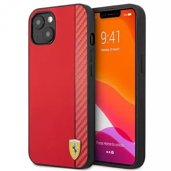 Ferrari funda rígida On Track Carbon Stripe roja para Apple iPhone 13 mini 5,4