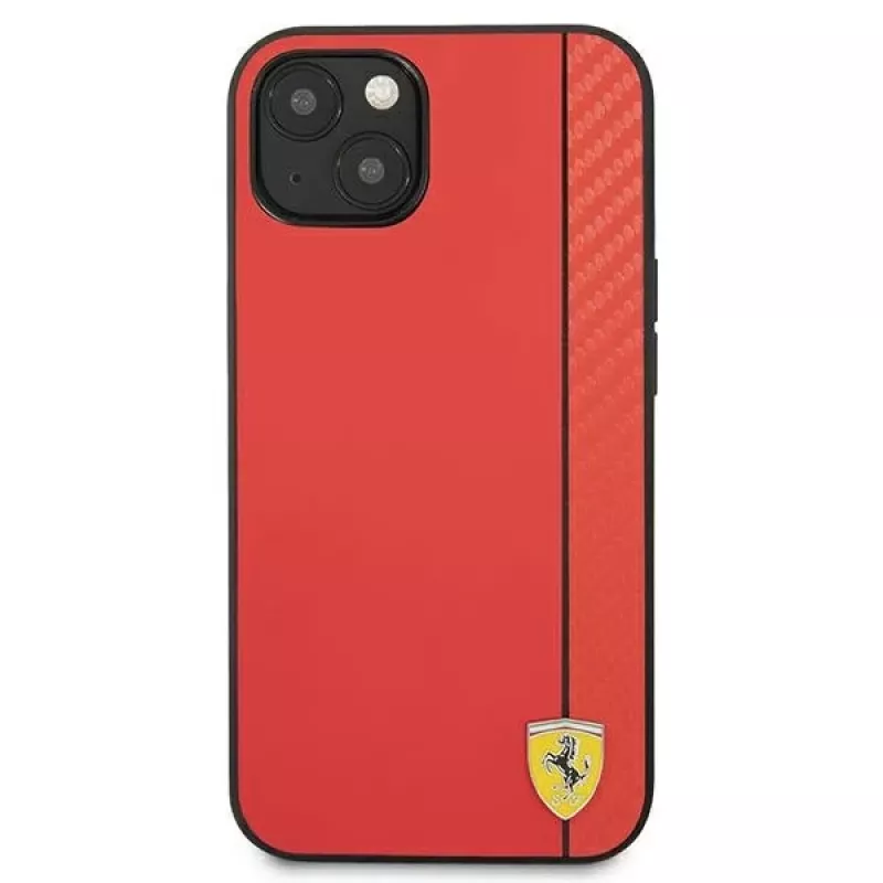 Ferrari funda rígida On Track Carbon Stripe roja para Apple iPhone 13 mini 5,4