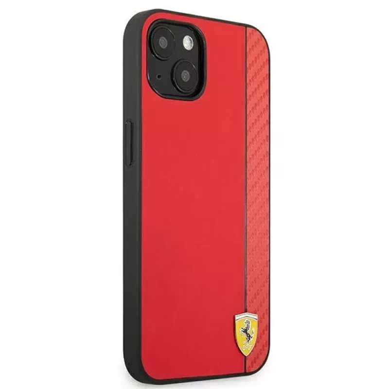 Ferrari funda rígida On Track Carbon Stripe roja para Apple iPhone 13 mini 5,4