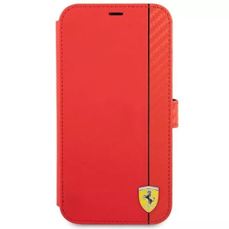 Ferrari FESAXFLBKP13SRE funda tipo libro On Track Carbon Stripe para iPhone 13 mini, roja