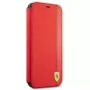 Ferrari FESAXFLBKP13SRE funda tipo libro On Track Carbon Stripe para iPhone 13 mini, roja