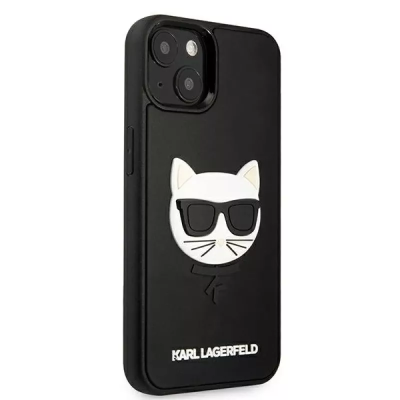 Karl Lagerfeld KLHCP13SCH3DBK funda rígida negra 3D Gummi Choupette para Apple iPhone 13 Mini 5,4