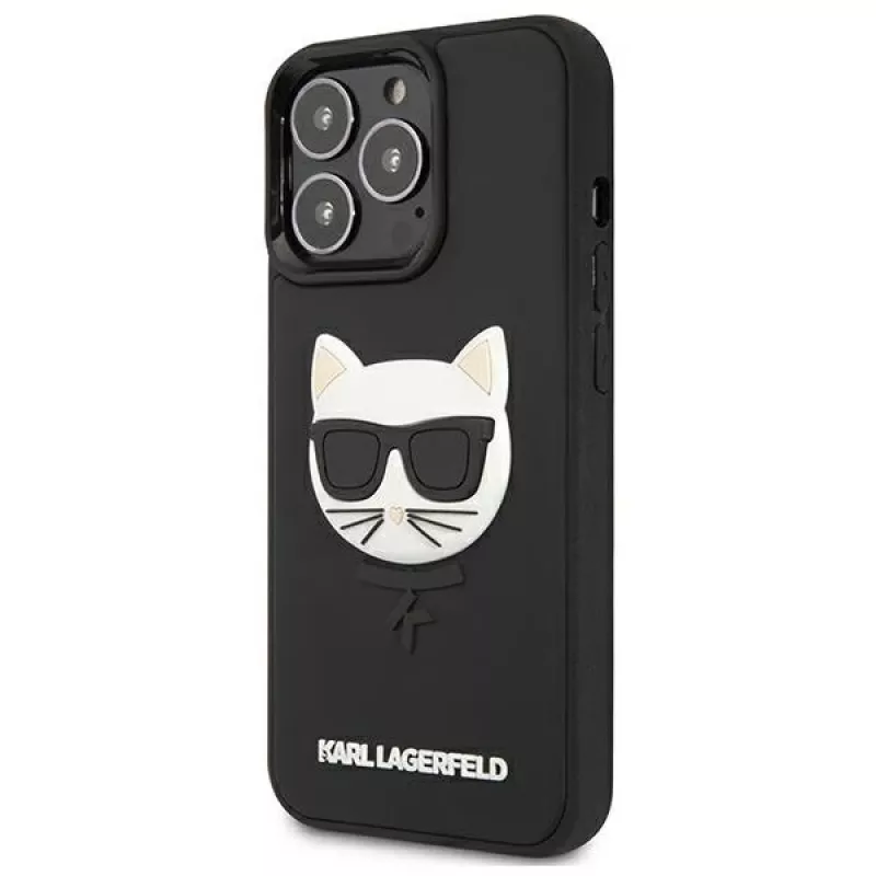 Karl Lagerfeld KLHCP13LCH3DBK funda rígida 3D Rubber Choupette negra para iPhone 13 Pro / 13 6,1