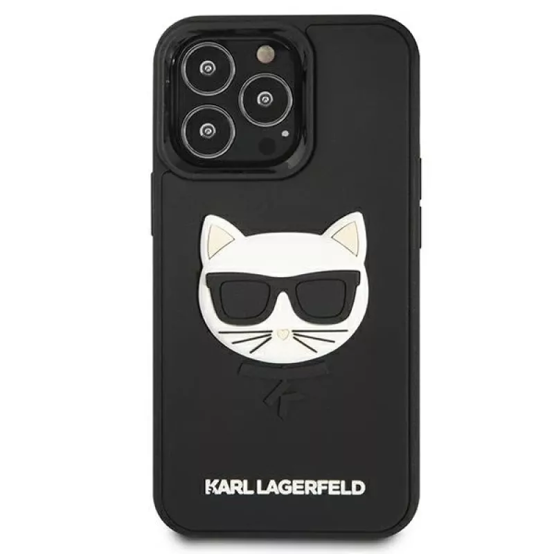 Karl Lagerfeld KLHCP13LCH3DBK funda rígida 3D Rubber Choupette negra para iPhone 13 Pro / 13 6,1