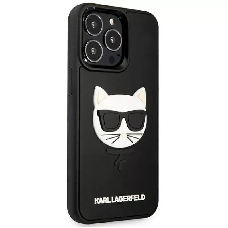 Karl Lagerfeld KLHCP13LCH3DBK funda rígida 3D Rubber Choupette negra para iPhone 13 Pro / 13 6,1