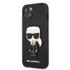 Karl Lagerfeld KLHCP13SOKPK funda rígida negra Saffiano Ikonik Karl Patch para iPhone 13 Mini 5,4