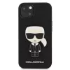 Karl Lagerfeld KLHCP13SOKPK funda rígida negra Saffiano Ikonik Karl Patch para iPhone 13 Mini 5,4