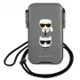 Karl Lagerfeld Ikonik funda rígida para Apple iPhone 12 Pro Max, gris Saffiano PU, diseño Karl & Choupette Head