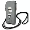 Karl Lagerfeld Ikonik funda rígida para Apple iPhone 12 Pro Max, gris Saffiano PU, diseño Karl & Choupette Head
