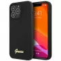 Guess GUHCP13XLSLMGBK funda de silicona negra con logo Script dorado para iPhone 13 Pro Max 6,7