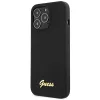 Guess GUHCP13XLSLMGBK funda de silicona negra con logo Script dorado para iPhone 13 Pro Max 6,7