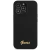 Guess GUHCP13XLSLMGBK funda de silicona negra con logo Script dorado para iPhone 13 Pro Max 6,7