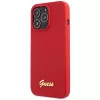 Guess GUHCP13XLSLMGRE funda rígida de silicona burdeos con logo Vintage Gold para iPhone 13 Pro Max 6,7