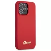 Guess GUHCP13XLSLMGRE funda rígida de silicona burdeos con logo Vintage Gold para iPhone 13 Pro Max 6,7