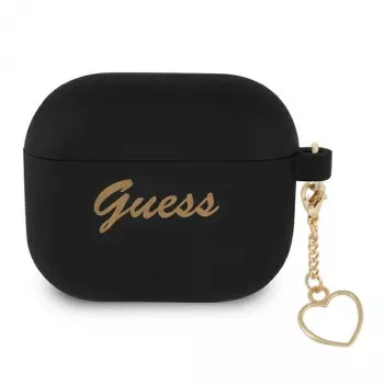 Guess GUA3LSCHSK funda para AirPods 3 negra de silicona Charm Heart Collection