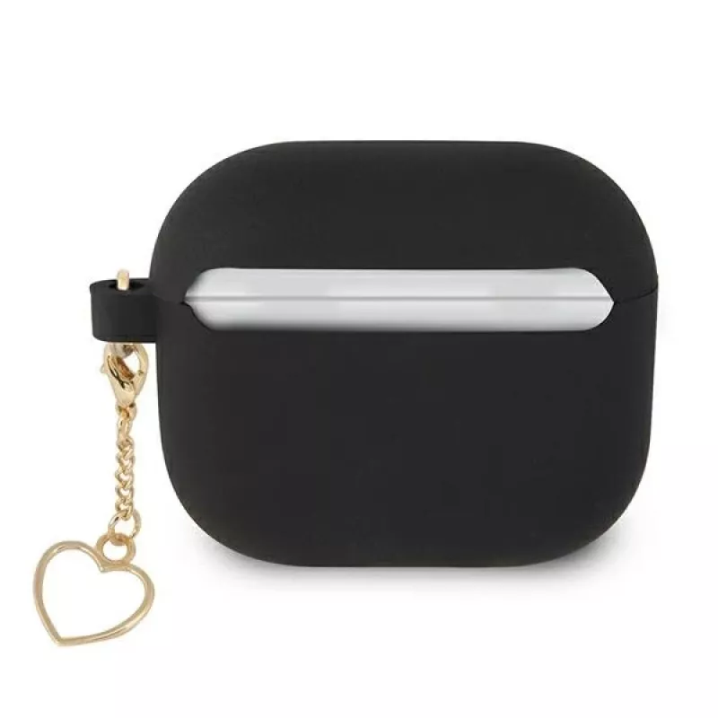 Guess GUA3LSCHSK AirPods 3 funda de silicona negra Charm Heart Collection