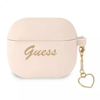 Guess GUA3LSCHSP funda de silicona Charm Heart Collection para Apple AirPods 3.ª generación - rosa