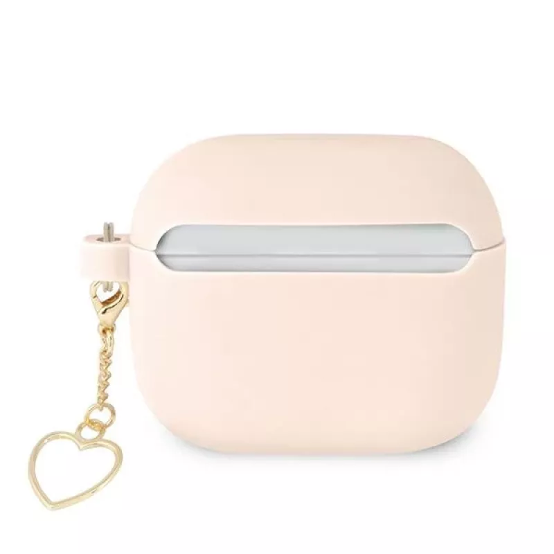Guess GUA3LSCHSP Charm Heart Collection funda de silicona para Apple AirPods 3.ª generación - rosa