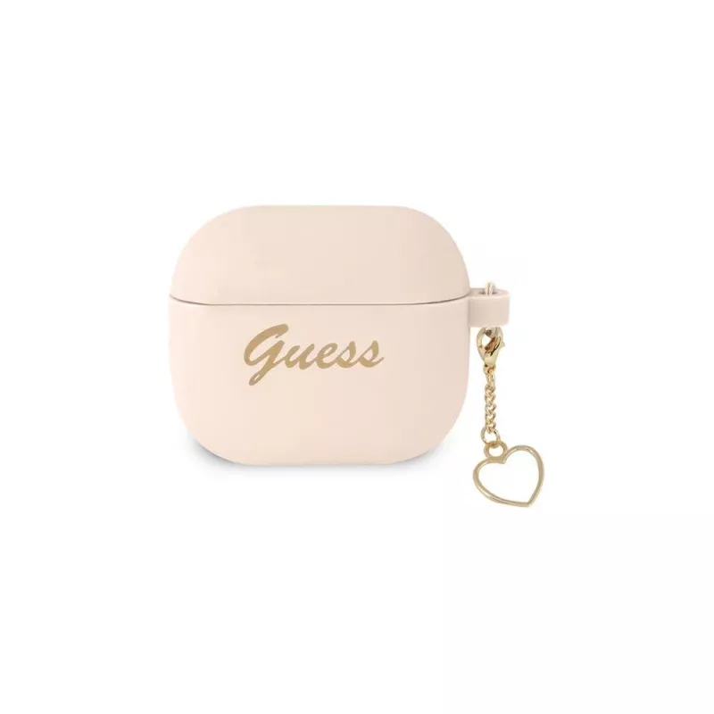 Guess GUA3LSCHSP Charm Heart Collection funda de silicona para Apple AirPods 3.ª generación - rosa