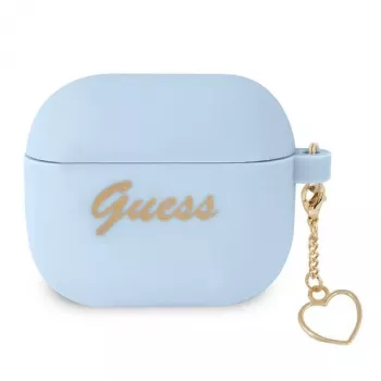 Guess GUA3LSCHSB funda de silicona Charm Heart Collection para AirPods 3, azul