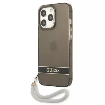 Guess GUHCP13LHTSGSK funda rígida translúcida con correa para Apple iPhone 13 Pro / iPhone 13, negra