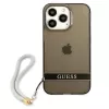 Guess GUHCP13LHTSGSK funda rígida translúcida con correa para Apple iPhone 13 Pro / iPhone 13, negra