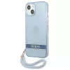 Guess GUHCP13SHTSGSB funda rígida translúcida azul con correa para iPhone 13 mini 5,4