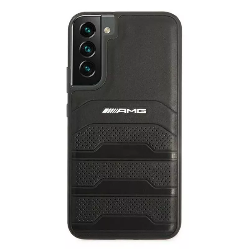 AMG AMHCS22MGSEBK funda rígida de piel con líneas en relieve para Samsung Galaxy S22+ (SM-S906) - negra