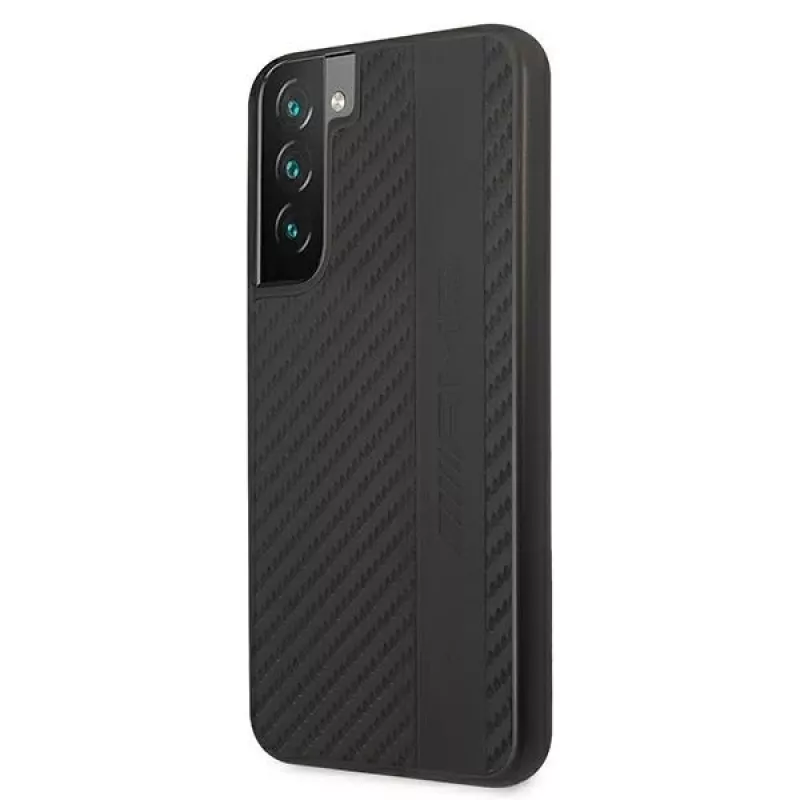 AMG AMHCS22MBLSCA funda rígida para Samsung Galaxy S22+ Carbon Stripe & Embossed negra