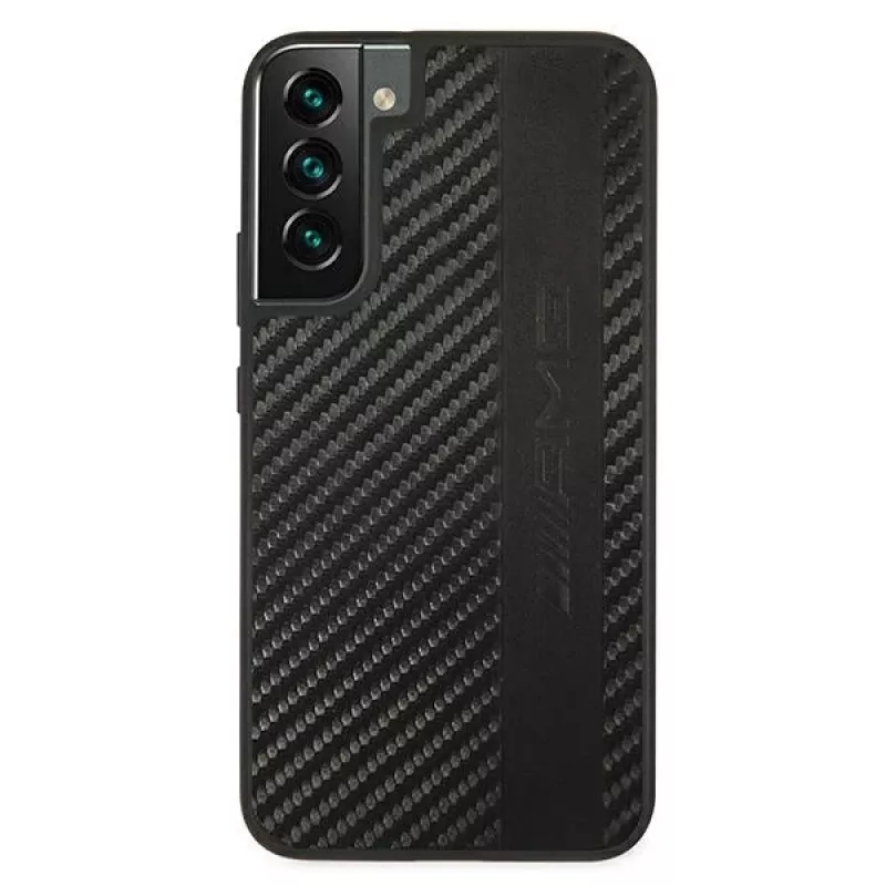 AMG AMHCS22MBLSCA funda rígida para Samsung Galaxy S22+ Carbon Stripe & Embossed negra