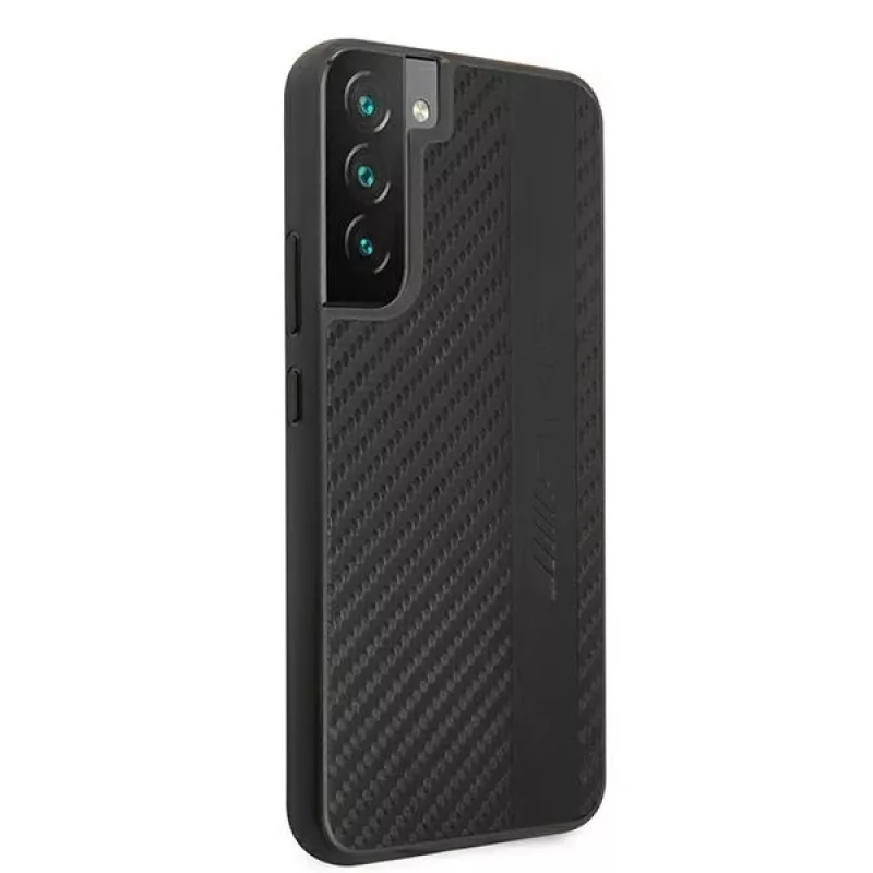 AMG AMHCS22MBLSCA funda rígida para Samsung Galaxy S22+ Carbon Stripe & Embossed negra