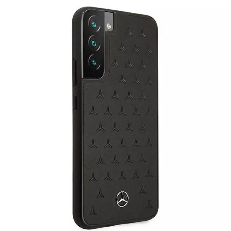 Mercedes-Benz MEHCS22MPSQBK funda rígida de piel Stars Pattern para S22+ negra