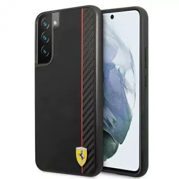 Ferrari FESAXHCS22MBK funda rígida On Track Carbon Stripe negra para S22+ S906