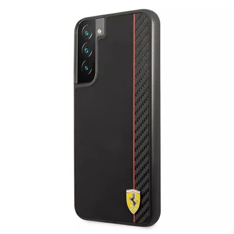 Ferrari FESAXHCS22MBK funda rígida On Track Carbon Stripe negra para S22+ S906