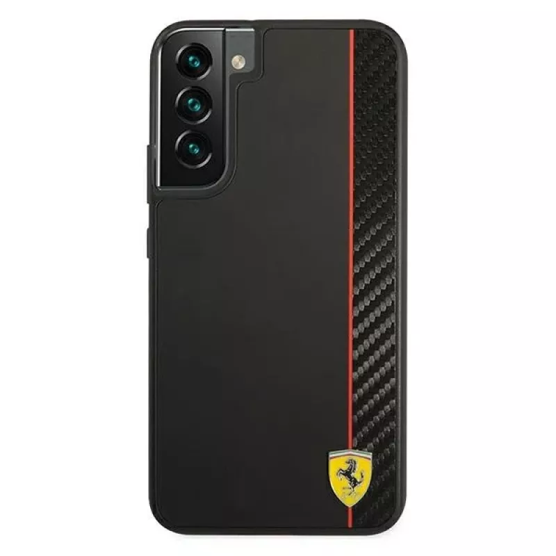 Ferrari FESAXHCS22MBK funda rígida On Track Carbon Stripe negra para S22+ S906