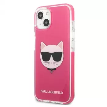 Karl Lagerfeld KLHCP13MTPECPI funda rígida fucsia Choupette Head para iPhone 13 / 14 / 15 6,1