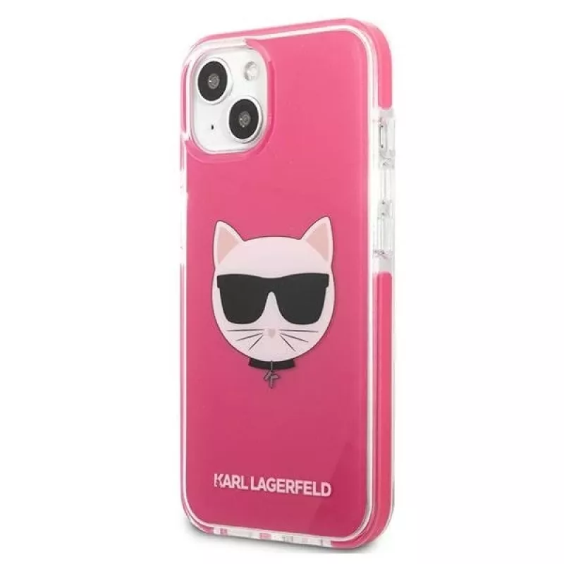 Karl Lagerfeld KLHCP13MTPECPI funda rígida fucsia Choupette Head para iPhone 13 / 14 / 15 6,1