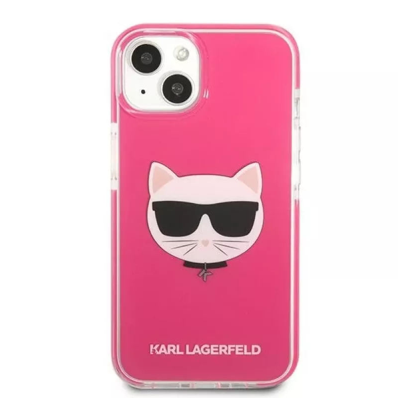 Karl Lagerfeld KLHCP13MTPECPI funda rígida fucsia Choupette Head para iPhone 13 / 14 / 15 6,1