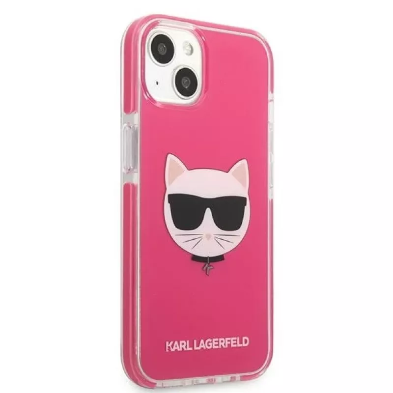 Karl Lagerfeld KLHCP13MTPECPI funda rígida fucsia Choupette Head para iPhone 13 / 14 / 15 6,1