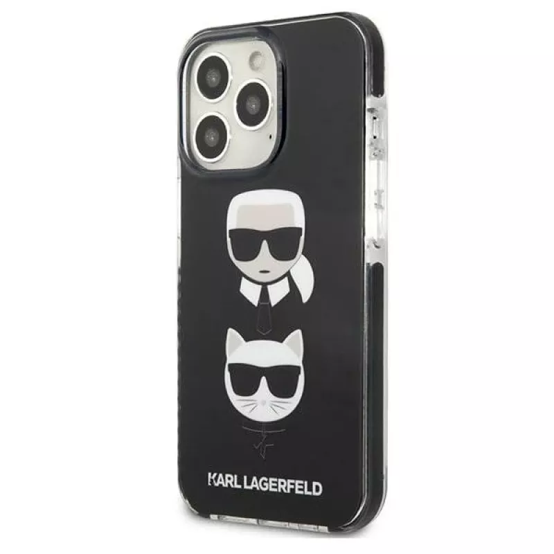 Karl Lagerfeld KLHCP13LTPE2TK funda rígida negra Karl & Choupette Head para iPhone 13 Pro / 13 6,1